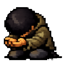 무릎 꿇고 구걸하는 도트 캐릭터